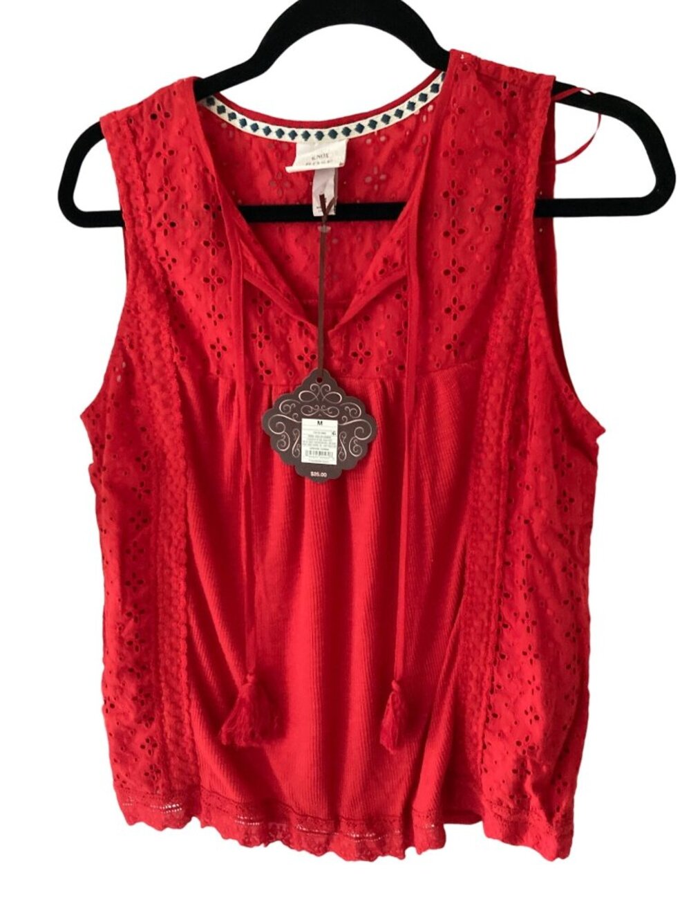 Knox Rose Women's Lace Blouse Rebel Red Front Tie Various NWT